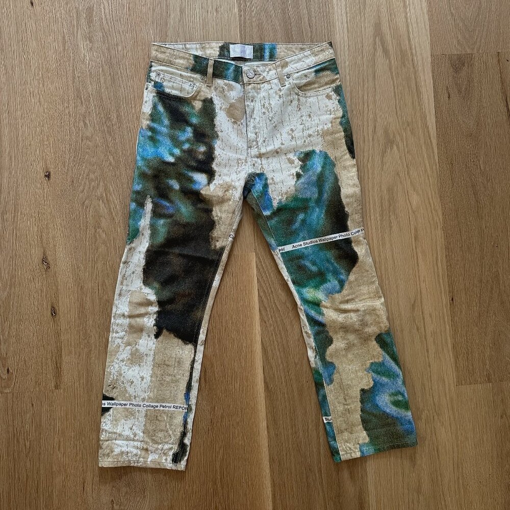 Acne Studios Printed Photo Collage Denim, Size 34/2